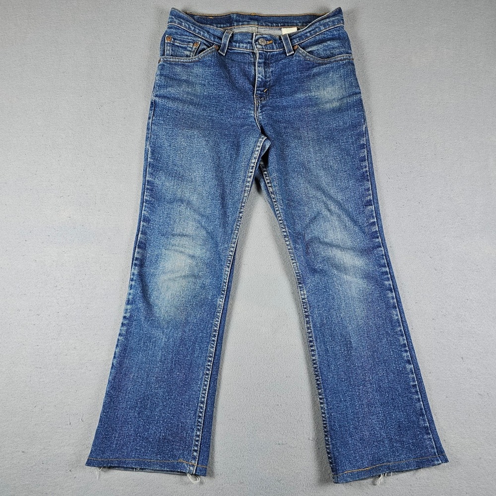 Vintage Levis 517 Bootcut Jeans Womens 1 JR M Blue Denim Made in USA 28x24